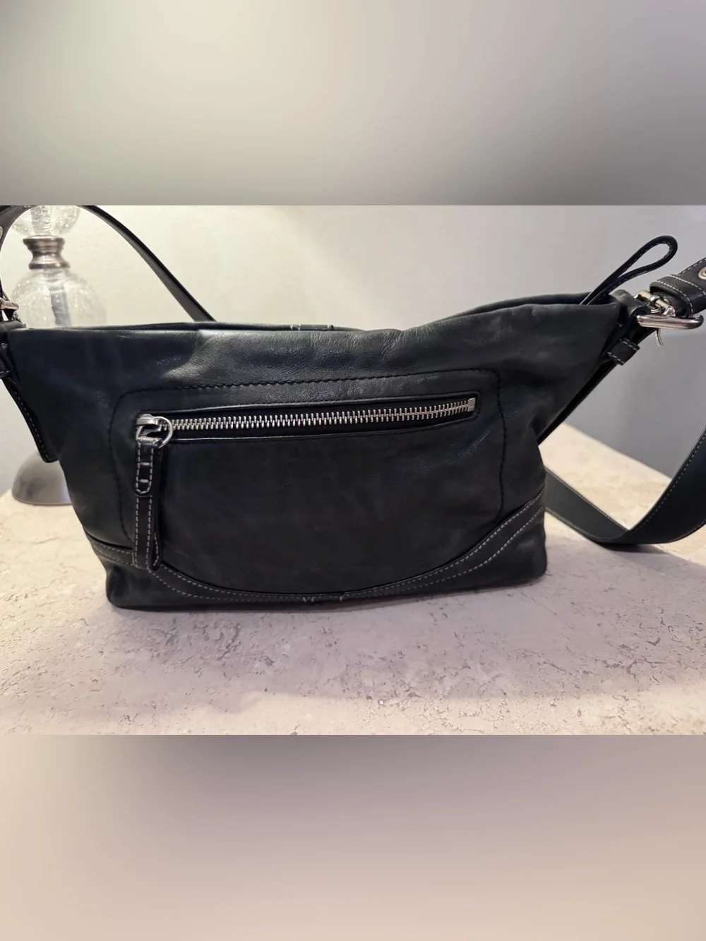 Vintage Coach Black Leather Shoulder Bag F10939 Y2K Soft Leather